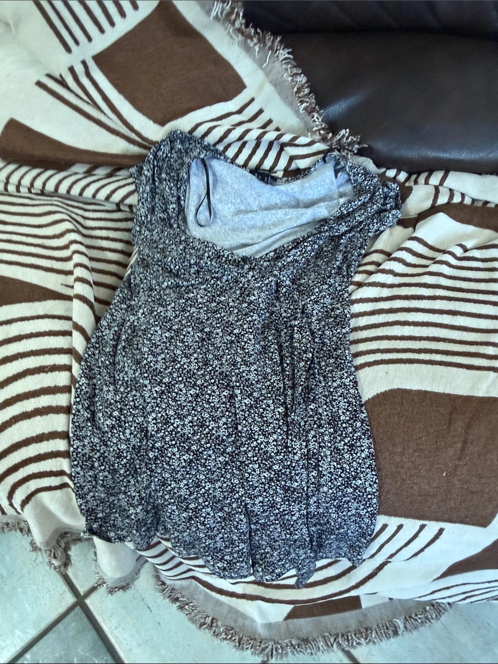 Forever 21 Black and White Floral Cowl Neck Camisole